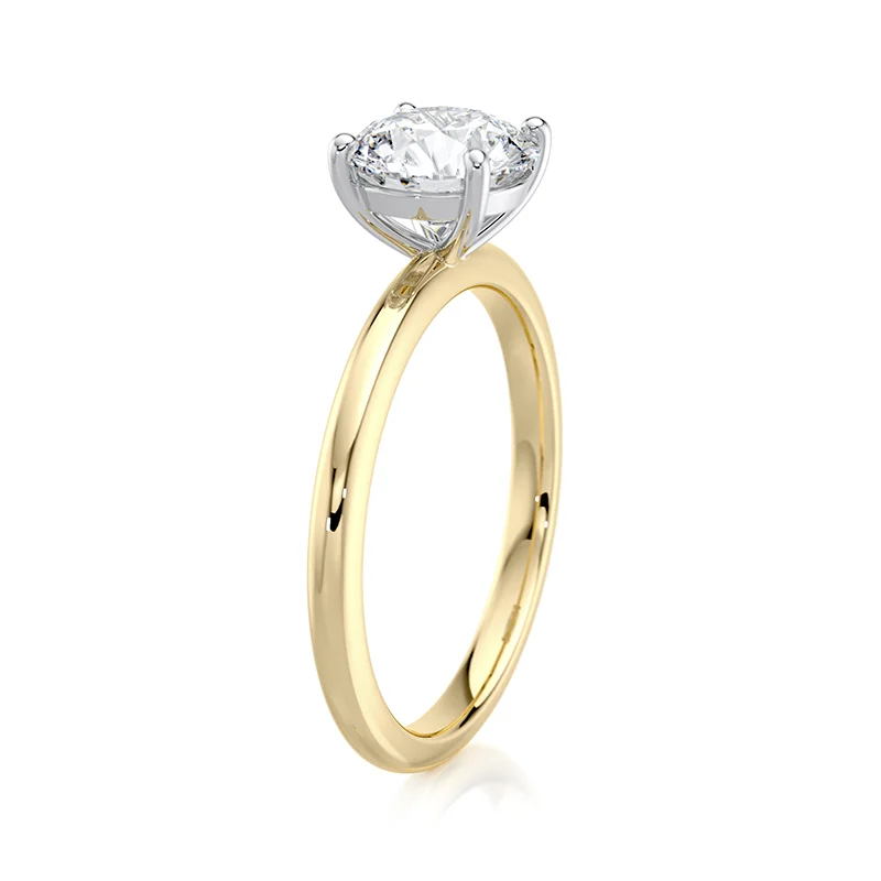 Evaan Lab Grown Diamond Solitaire  Plain  Ring – Round — Thumbnail 2