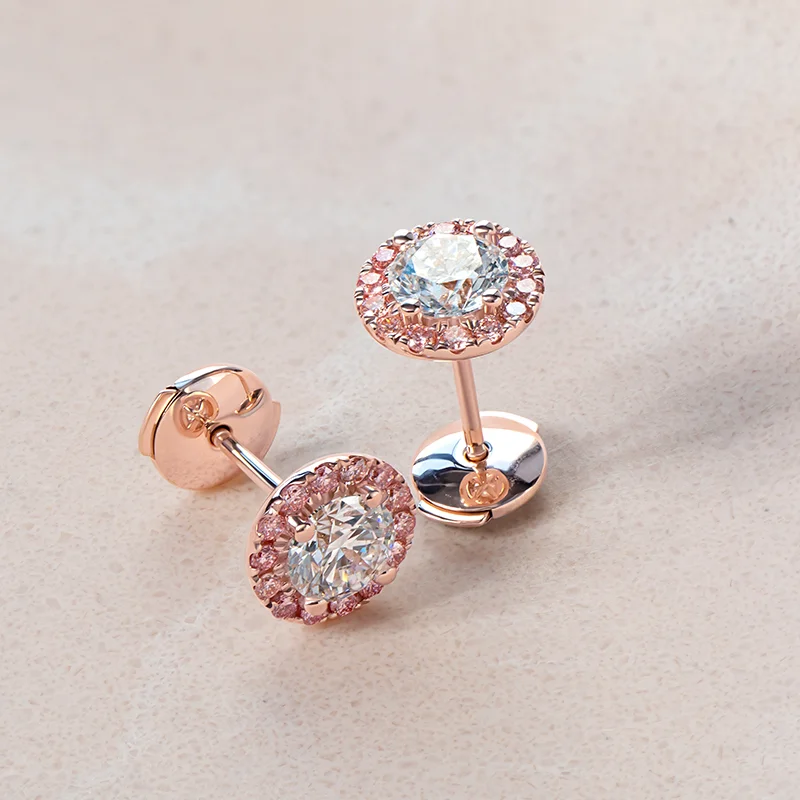 PINKS 1.3ct Total Lab Grown Diamond Halo Studs — Thumbnail 3