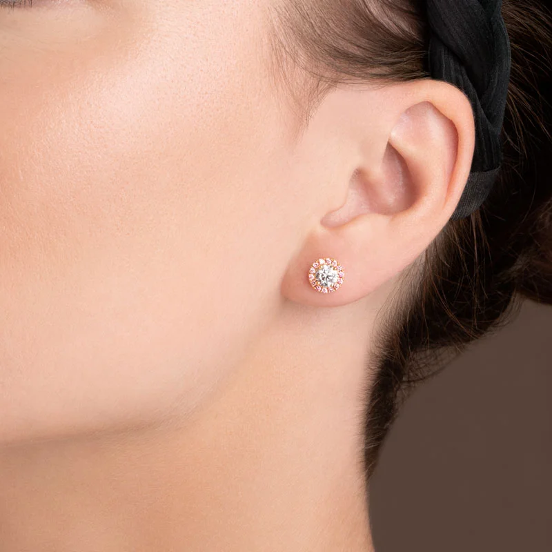 PINKS 1.3ct Total Lab Grown Diamond Halo Studs — Thumbnail 4