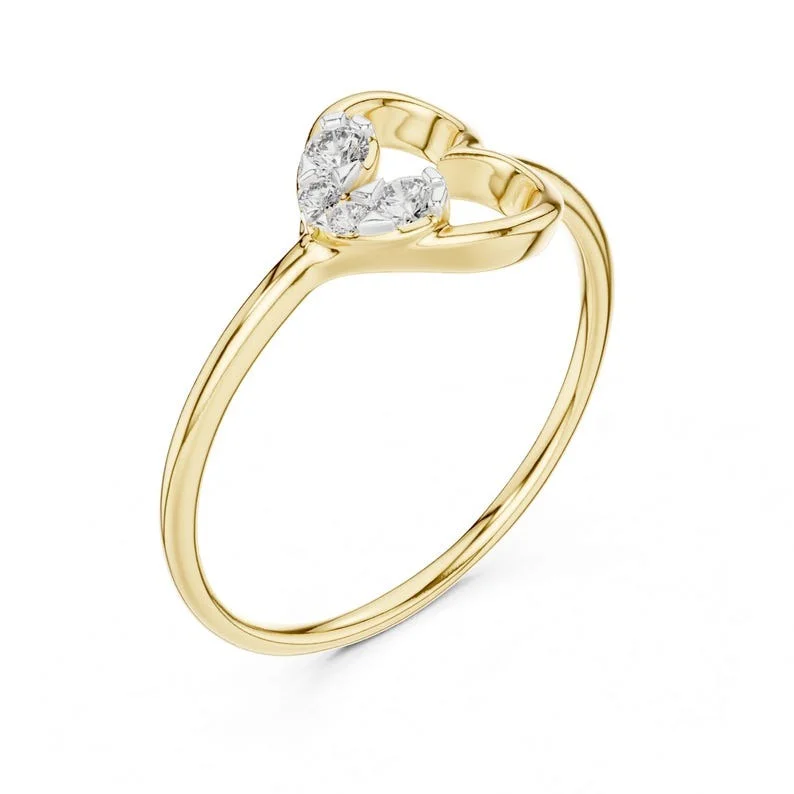 Open Heart Diamond Ring — Casual Rings | Evaan Jewels