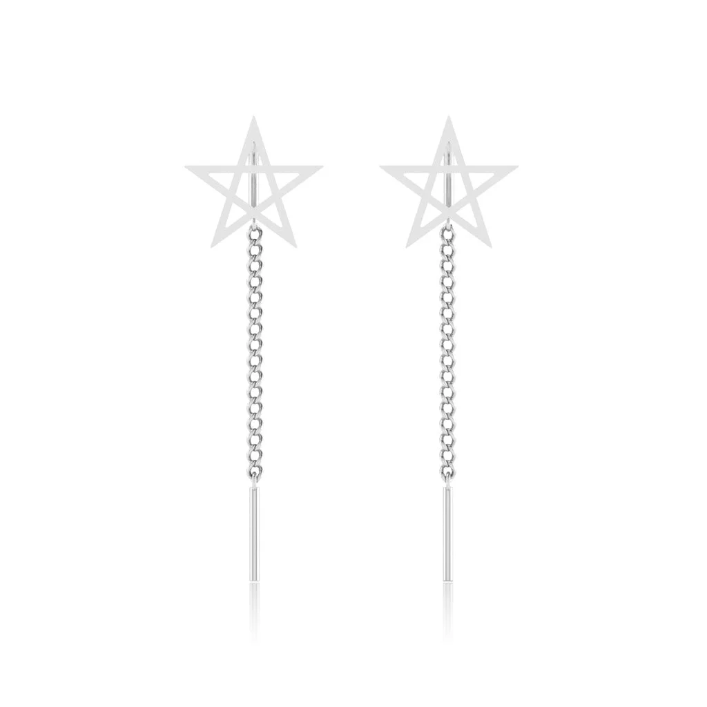 Golden Star Chain Drop Earrings — Thumbnail 2