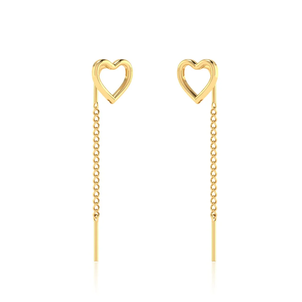 Elegant Heart Chain Drop Earrings — Earring | Evaan Jewels