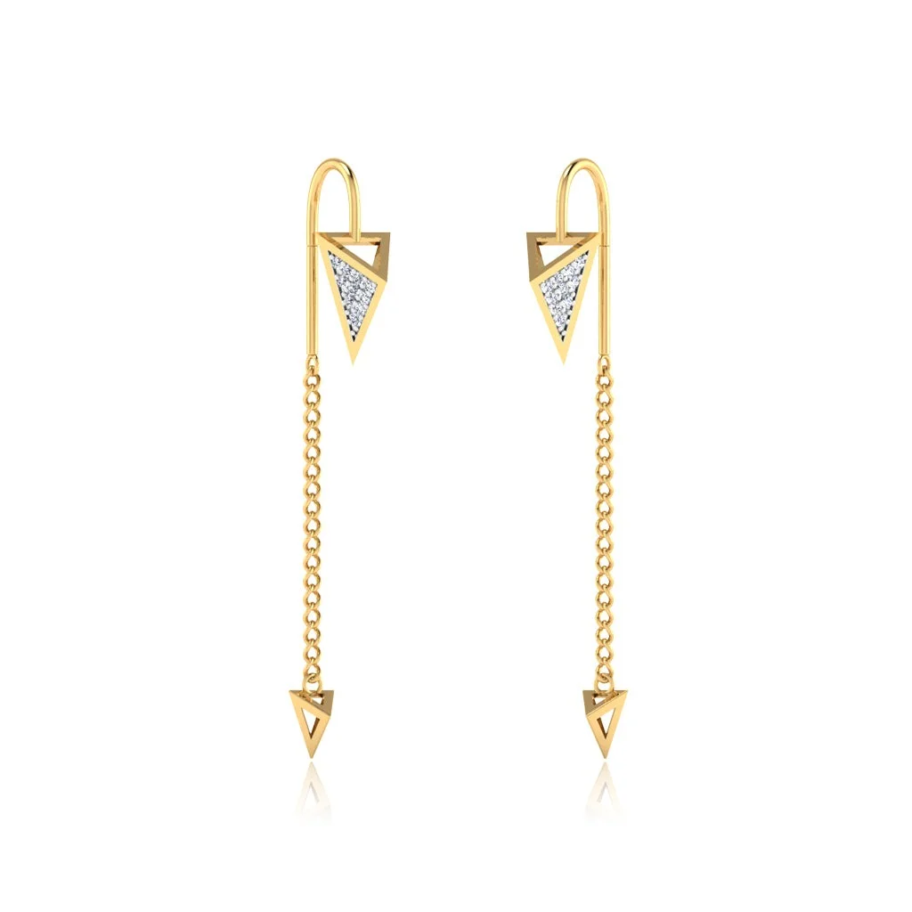 Stylish Diamond Shape Triangle Chain Drop Earrings — Earring | Evaan Jewels