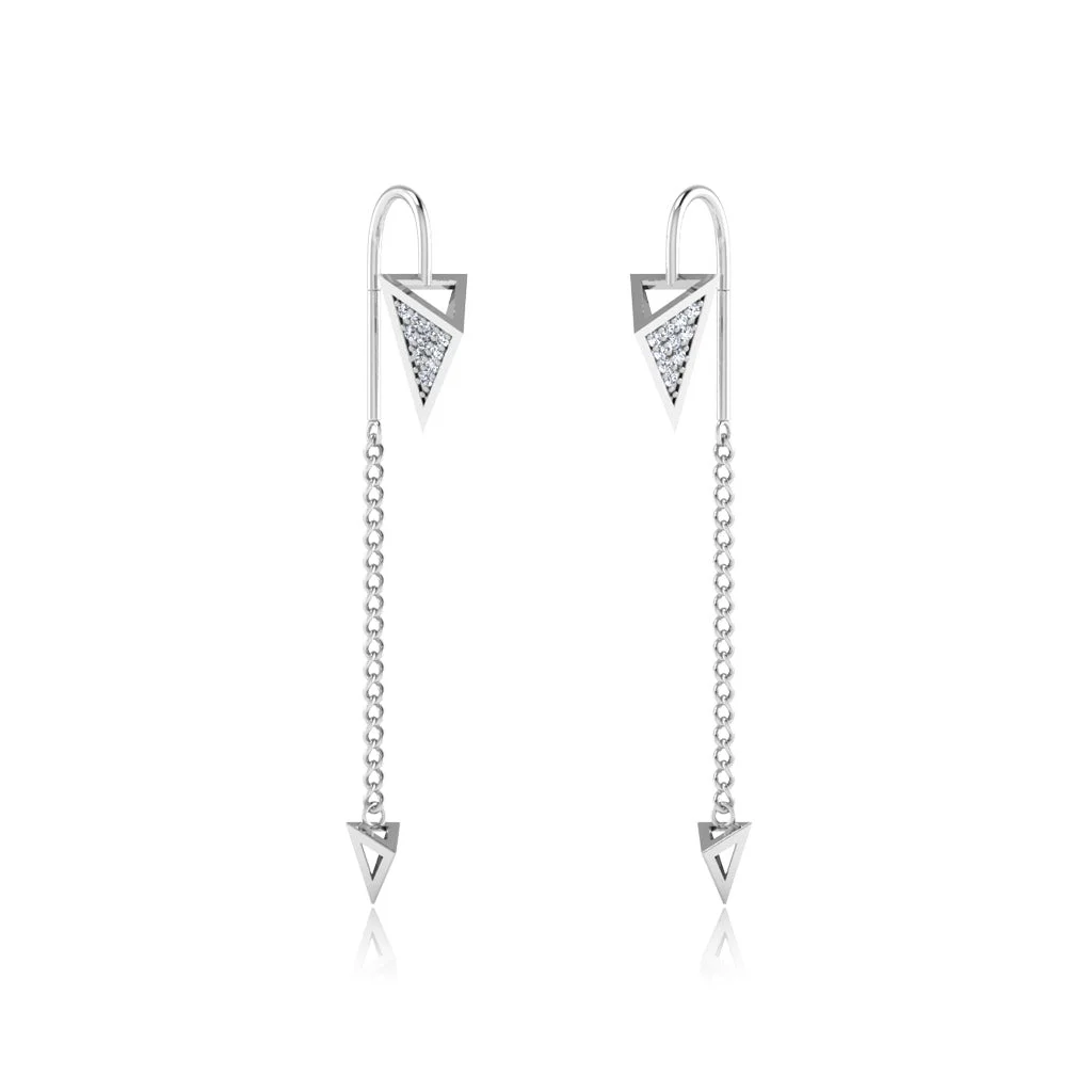 Stylish Diamond Shape Triangle Chain Drop Earrings — Thumbnail 2