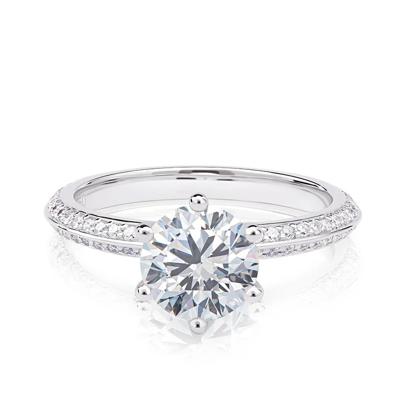Evaan Classic Pavé Diamond Ring – Round — Thumbnail 2