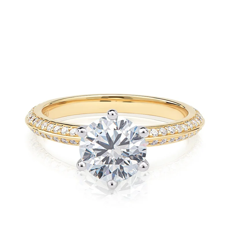 Evaan Classic Pavé Diamond Ring – Round — Thumbnail 3