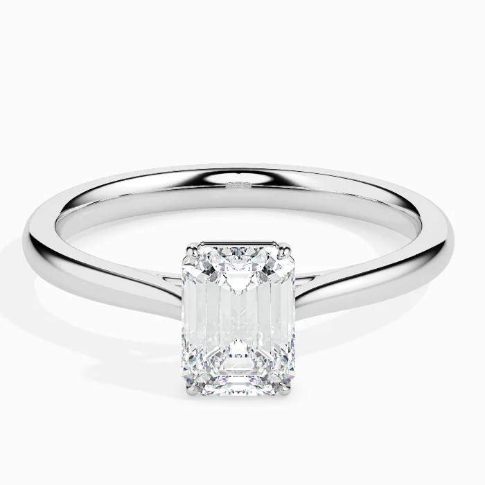 Evaan Lab Grown Diamond Solitaire Plain Ring – EMERALD — Thumbnail 2