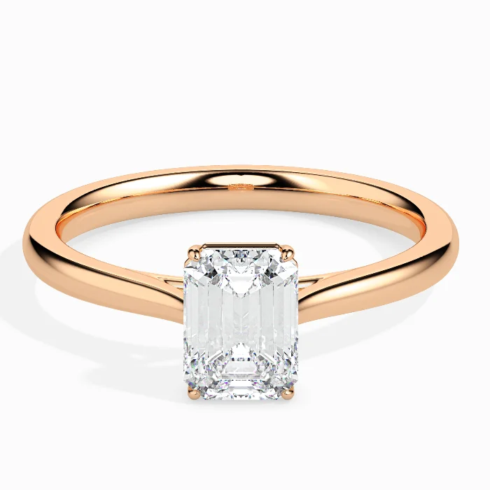 Evaan Lab Grown Diamond Solitaire Plain Ring – EMERALD — Thumbnail 3