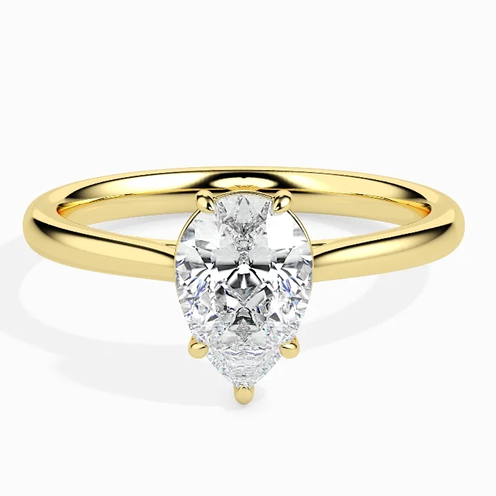 Evaan Lab Grown Diamond Solitaire Plain Ring – Pear — Engagement Rings | Evaan Jewels