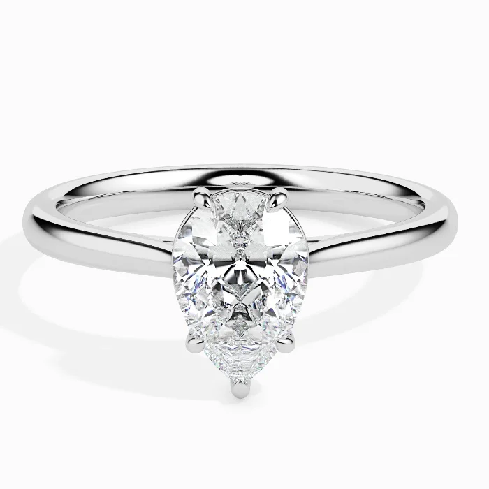Evaan Lab Grown Diamond Solitaire Plain Ring – Pear — Thumbnail 3