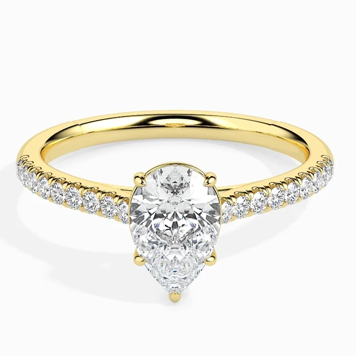 Evaan Lab Grown Pear Cut Pavé Diamond Ring | SR006 — Engagement Rings | Evaan Jewels