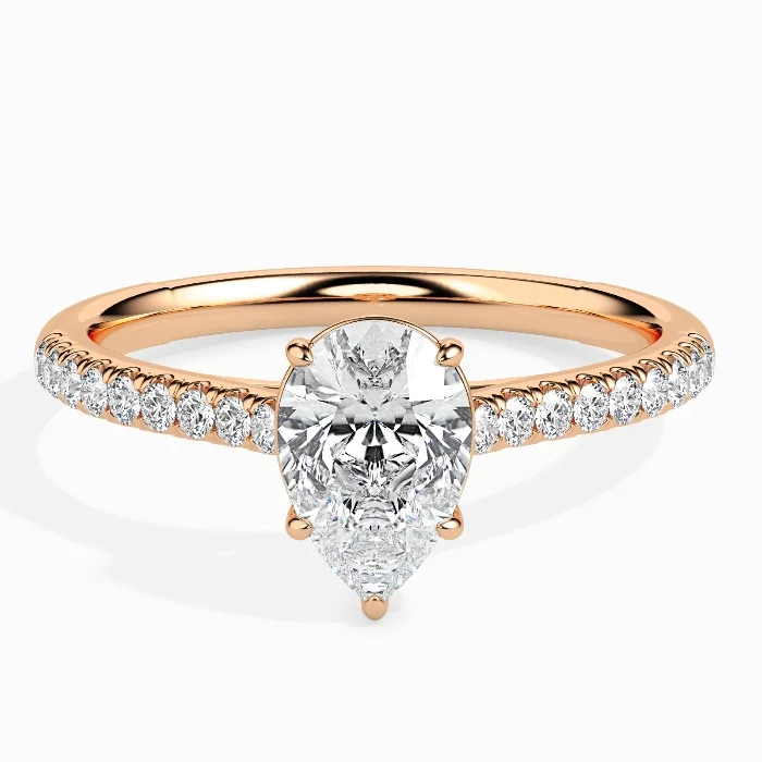 Evaan Lab Grown Pear Cut Pavé Diamond Ring | SR006 — Thumbnail 2