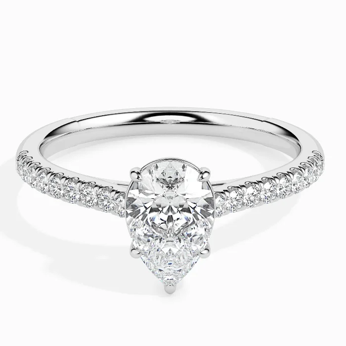 Evaan Lab Grown Pear Cut Pavé Diamond Ring | SR006 — Thumbnail 3