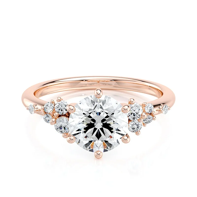 Evaan Lab Grown Diamond Sidestones Ring – SR002 — Engagement Rings | Evaan Jewels