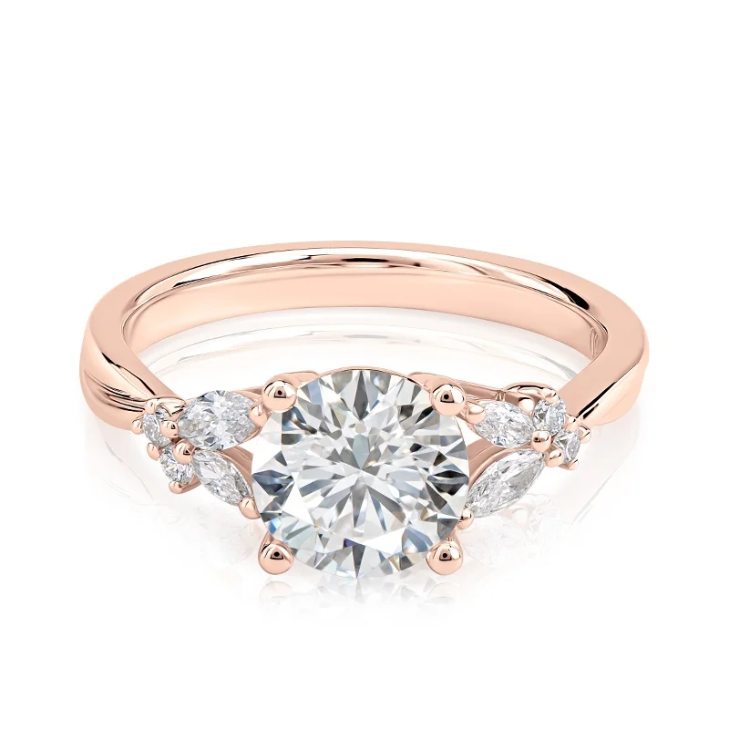 Evaan Lab Grown Diamond Sidestones Ring – SR001 — Engagement Rings | Evaan Jewels