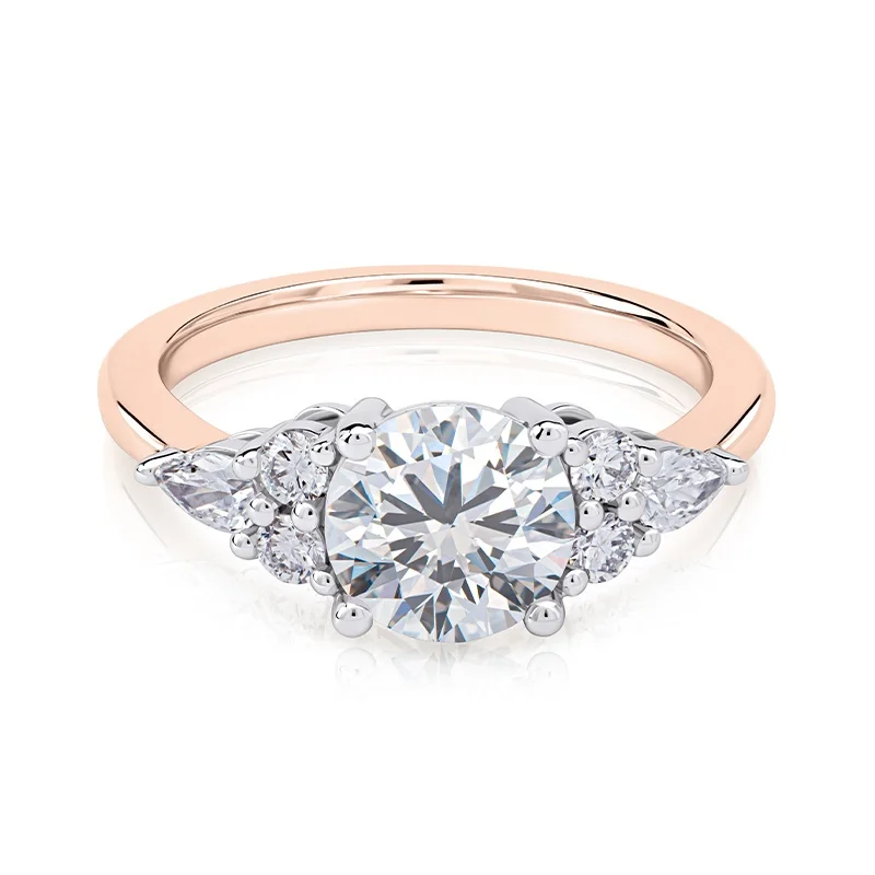 Evaan Lab Grown Diamond Sidestones Ring – Round- SR015 — Engagement Rings | Evaan Jewels