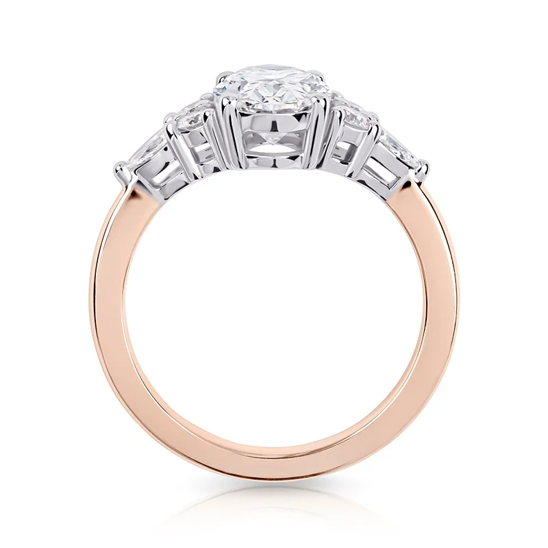 Evaan Lab Grown Diamond Sidestones Ring – Oval- SR017 — Thumbnail 2