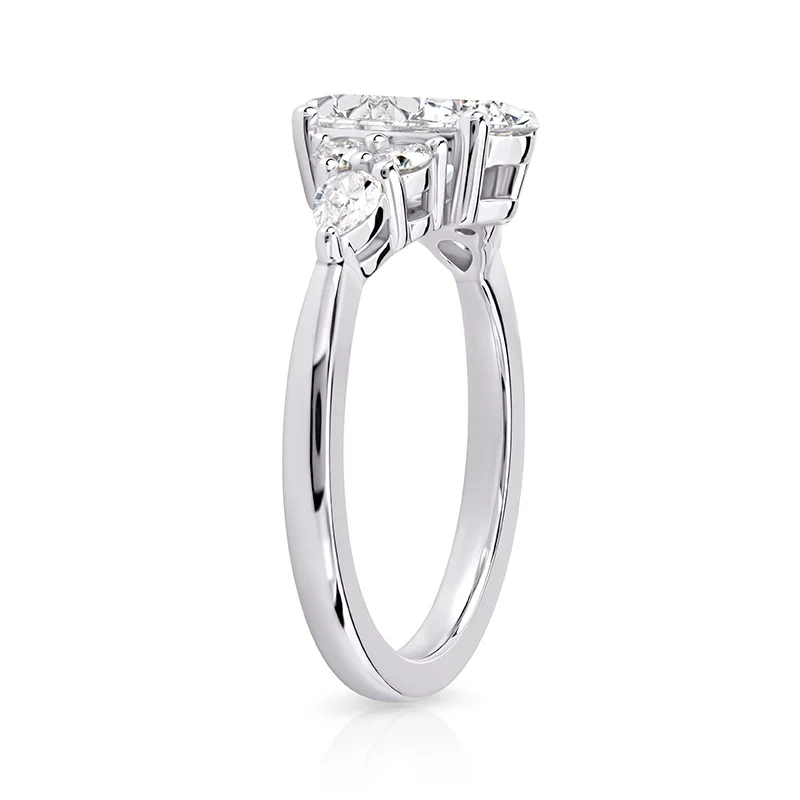 Evaan Lab Grown Diamond Sidestones Ring – Oval- SR017 — Thumbnail 6