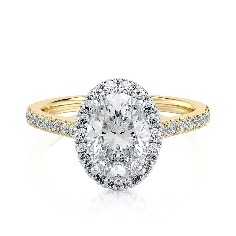 Evaan Lab Grown Diamond Halo Pave Ring– Round- SR018 — Thumbnail 2
