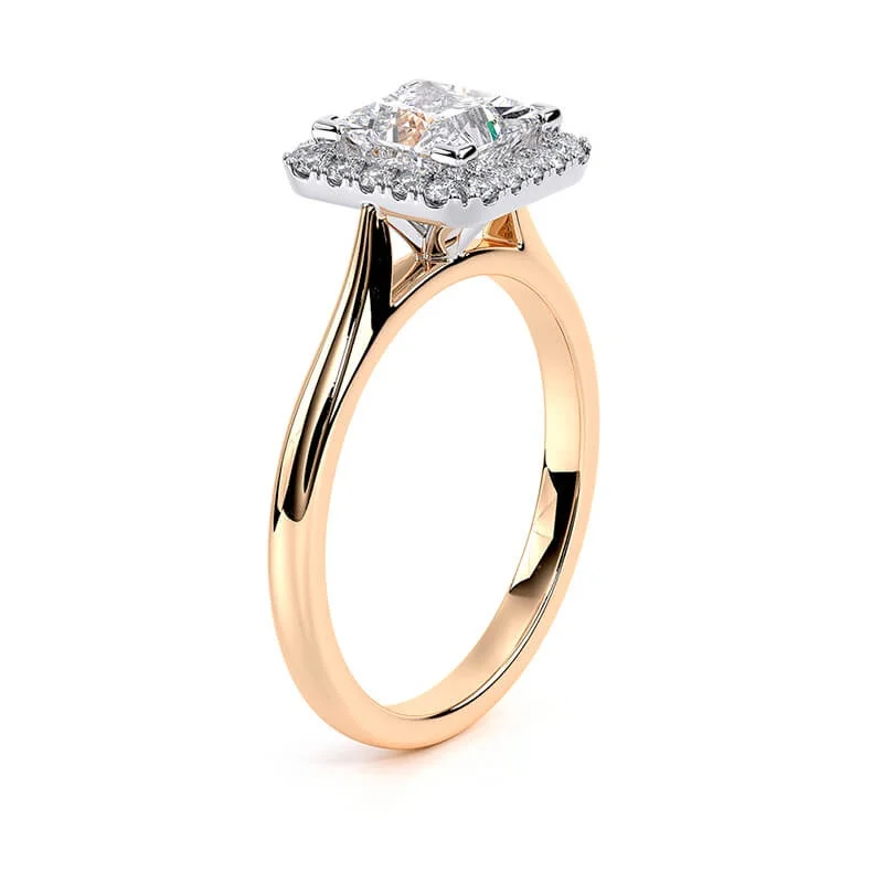 Evaan Lab Grown Diamond Halo Plain Ring– Princess — Thumbnail 2