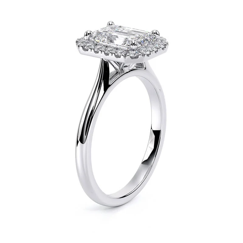 Evaan Lab Grown Diamond Halo Plain Ring– Emerald — Thumbnail 4