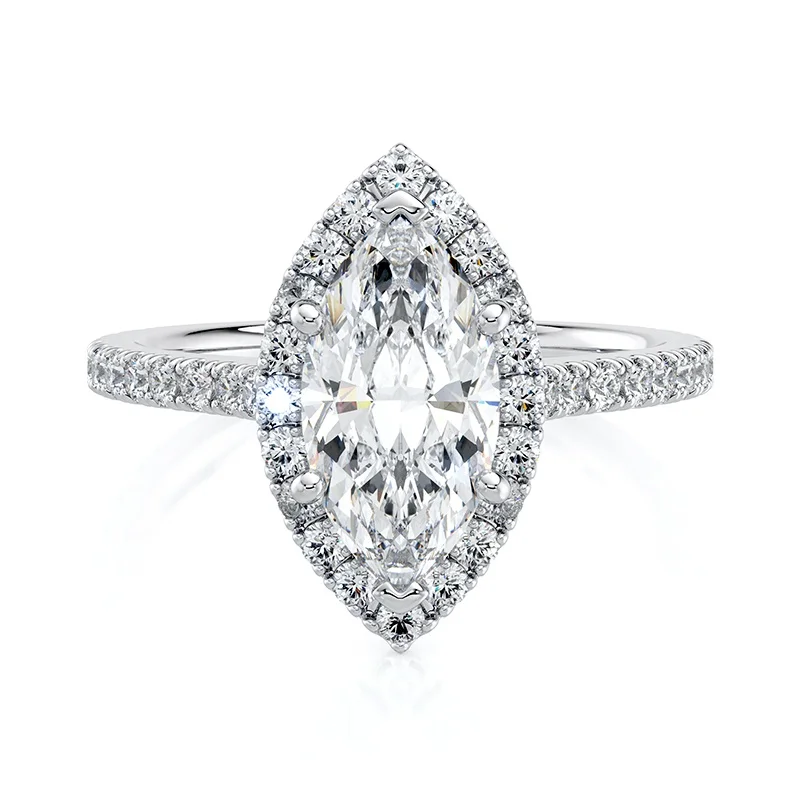 Evaan Lab Grown Diamond Halo Plain Ring — Engagement Rings | Evaan Jewels