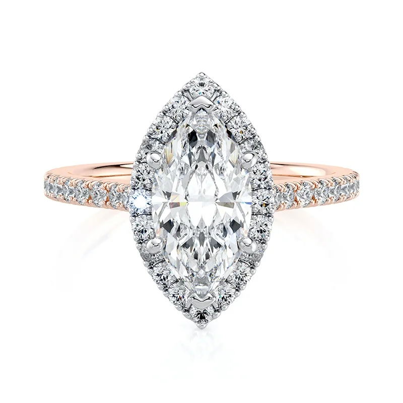 Evaan Lab Grown Diamond Halo Plain Ring — Thumbnail 3