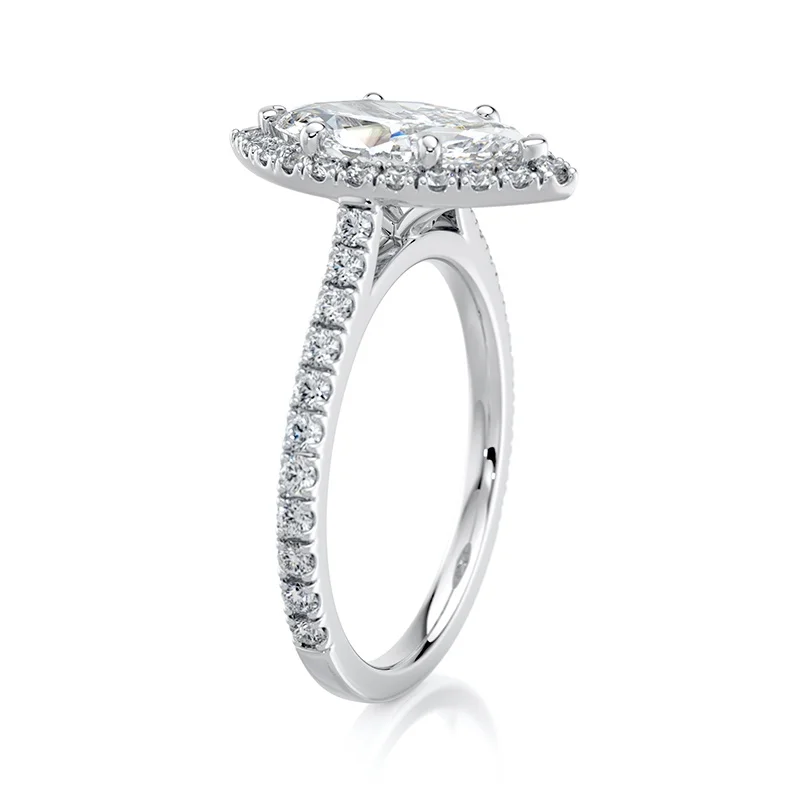 Evaan Lab Grown Diamond Halo Plain Ring — Thumbnail 4