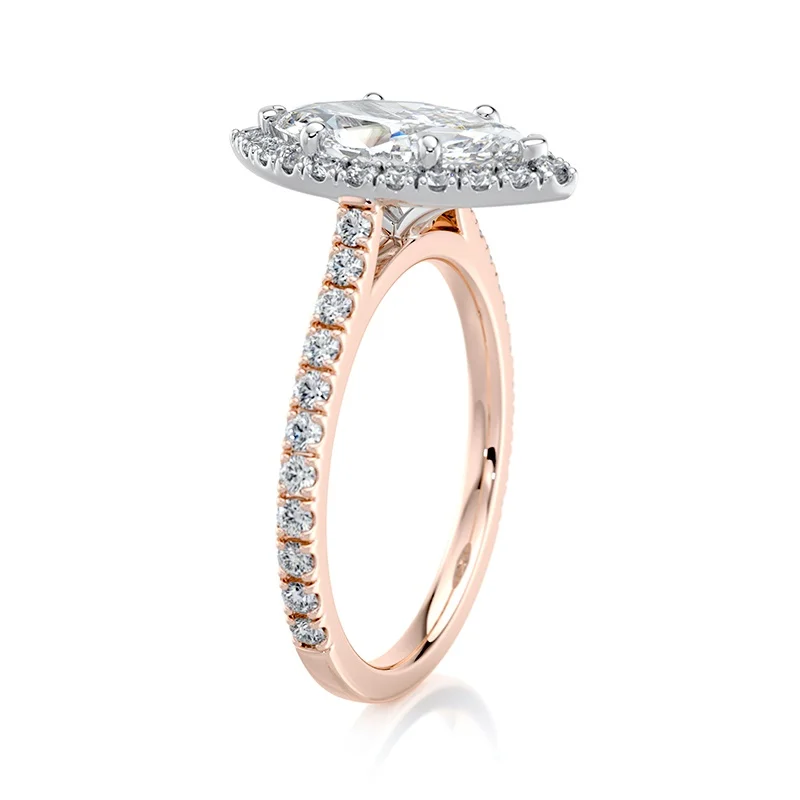 Evaan Lab Grown Diamond Halo Plain Ring — Thumbnail 6