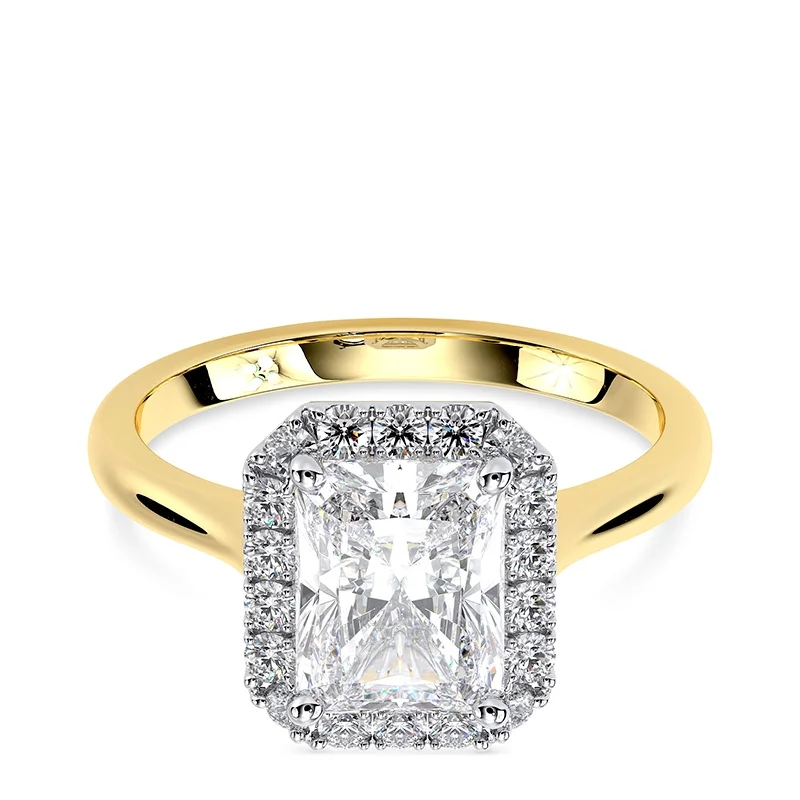 Evaan Lab Grown Diamond Halo Plain Ring– Radiant — Thumbnail 3