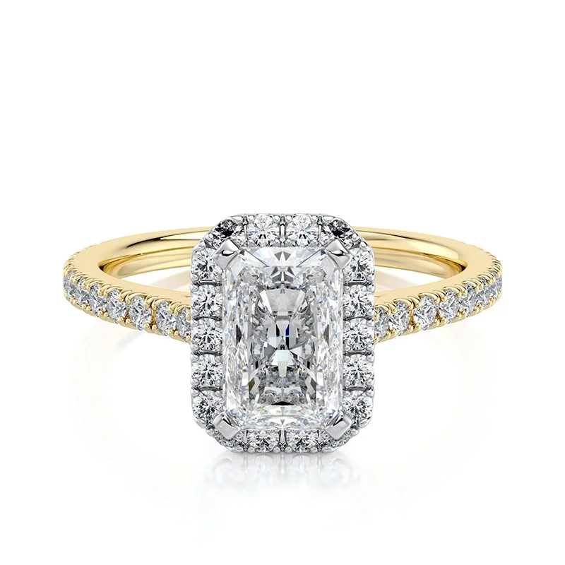 Evaan Lab Grown Diamond Halo Pave Ring– Radiant — Thumbnail 3