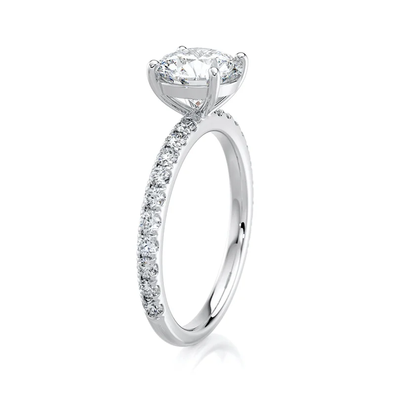 Evaan Lab Grown Diamond Solitaire Pave Ring – Round — Thumbnail 5
