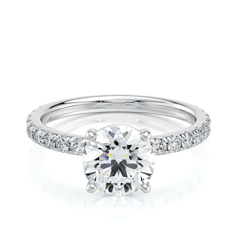 Evaan Lab Grown Diamond Solitaire Pave Ring – Round — Thumbnail 6