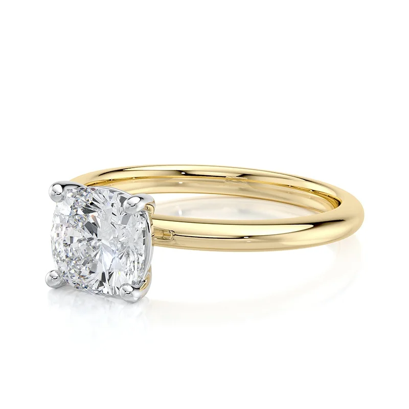 Evaan Lab Grown Diamond  Solitaire Plain Ring -Cushion — Engagement Rings | Evaan Jewels