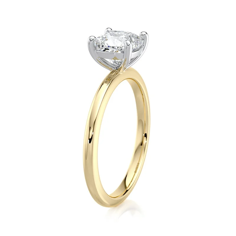 Evaan Lab Grown Diamond  Solitaire Plain Ring -Cushion — Thumbnail 2