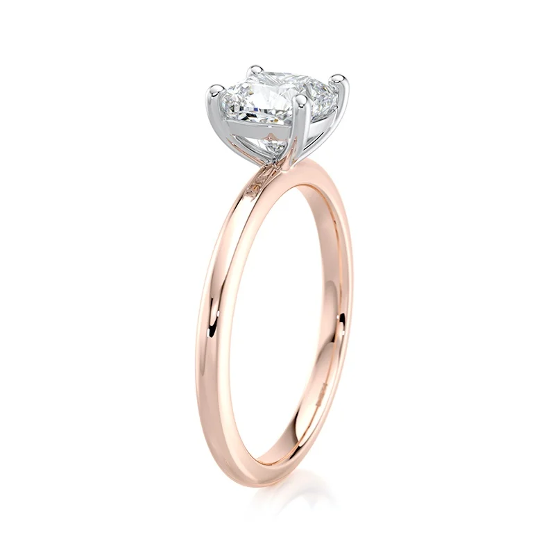 Evaan Lab Grown Diamond  Solitaire Plain Ring -Cushion — Thumbnail 4