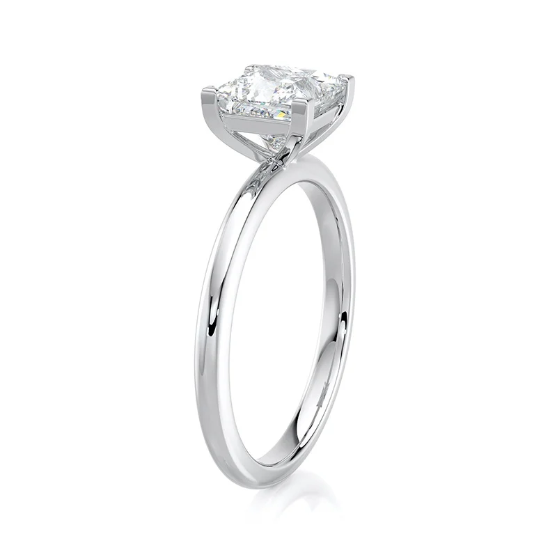 Evaan Lab Grown Diamond Solitaire Plain Ring -Princess — Thumbnail 2