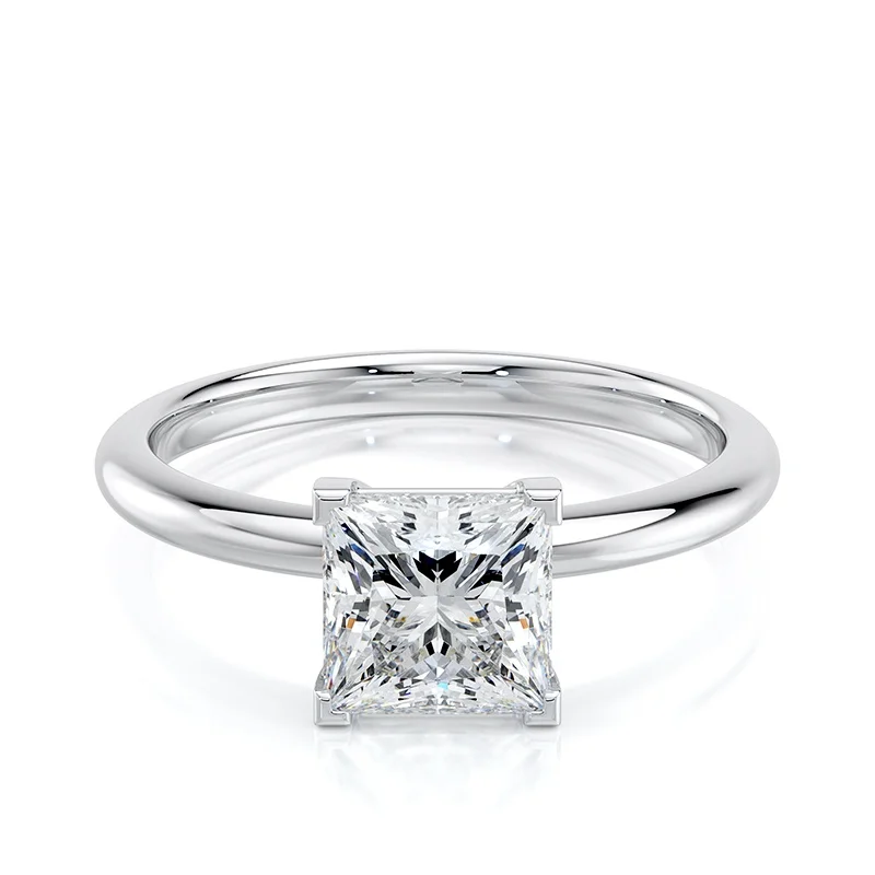 Evaan Lab Grown Diamond Solitaire Plain Ring -Princess — Thumbnail 3