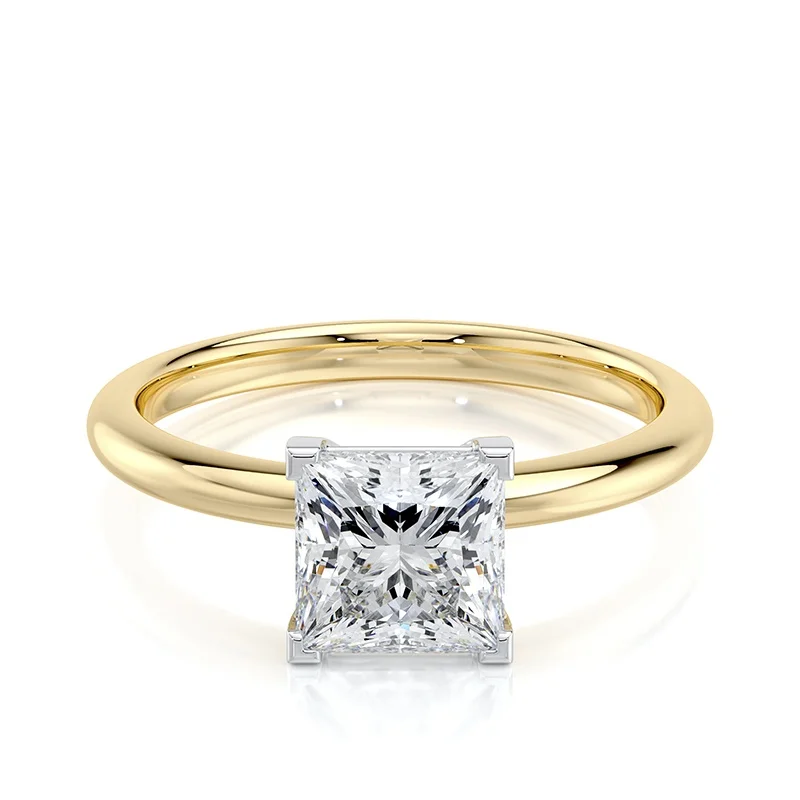 Evaan Lab Grown Diamond Solitaire Plain Ring -Princess — Thumbnail 5