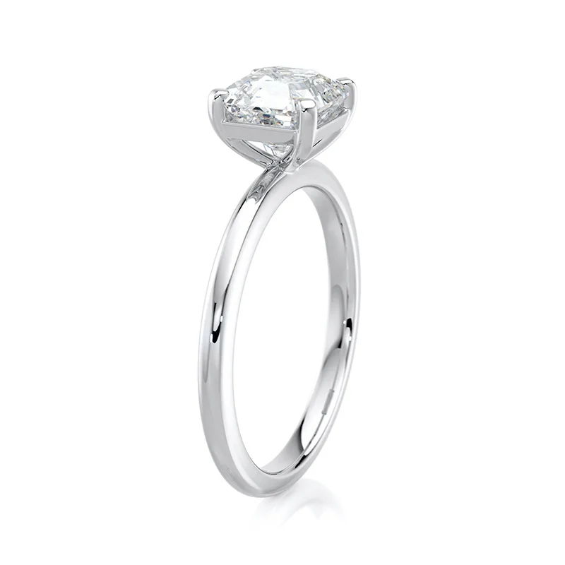Evaan Lab Grown Diamond Solitaire Plain Ring – Asscher — Thumbnail 2