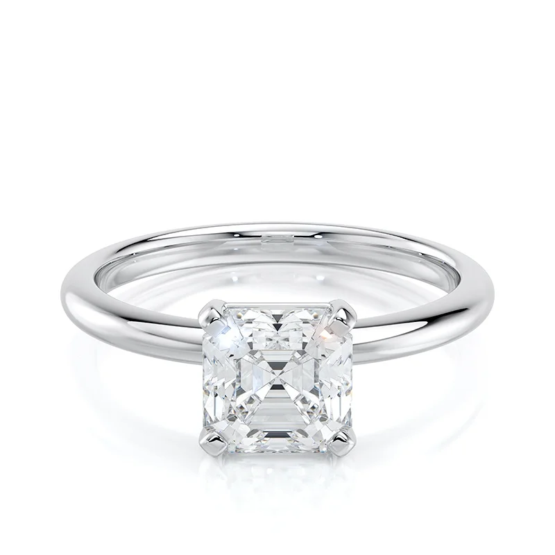 Evaan Lab Grown Diamond Solitaire Plain Ring – Asscher — Thumbnail 3