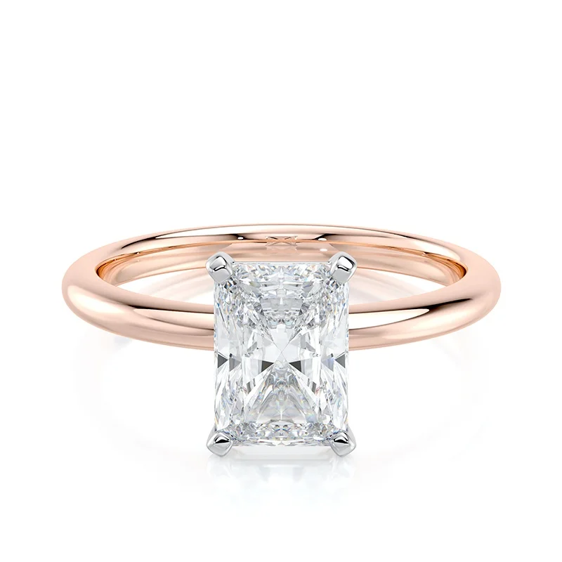 Evaan Lab Grown Diamond Solitaire Plain Ring –  Radiant — Engagement Rings | Evaan Jewels