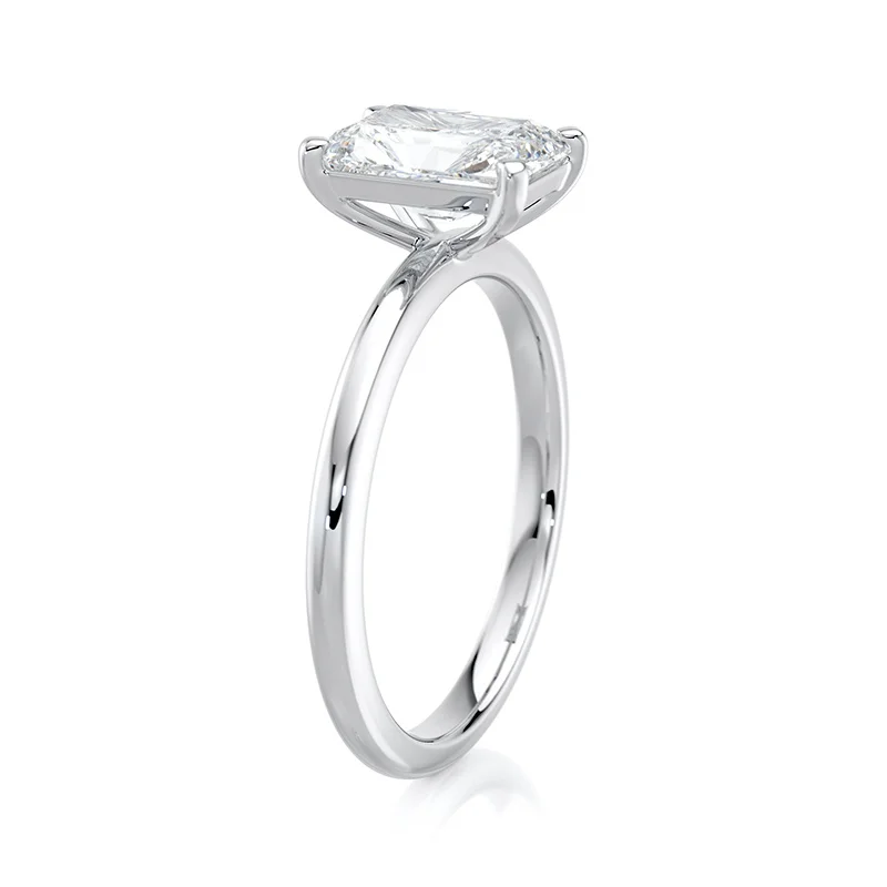 Evaan Lab Grown Diamond Solitaire Plain Ring –  Radiant — Thumbnail 2