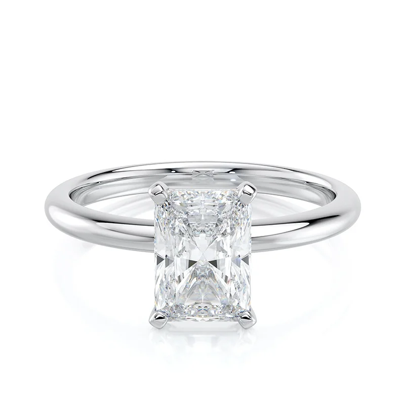 Evaan Lab Grown Diamond Solitaire Plain Ring –  Radiant — Thumbnail 3