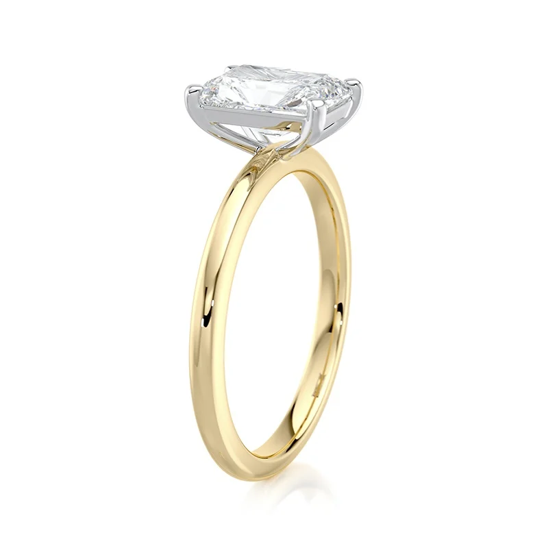 Evaan Lab Grown Diamond Solitaire Plain Ring –  Radiant — Thumbnail 4
