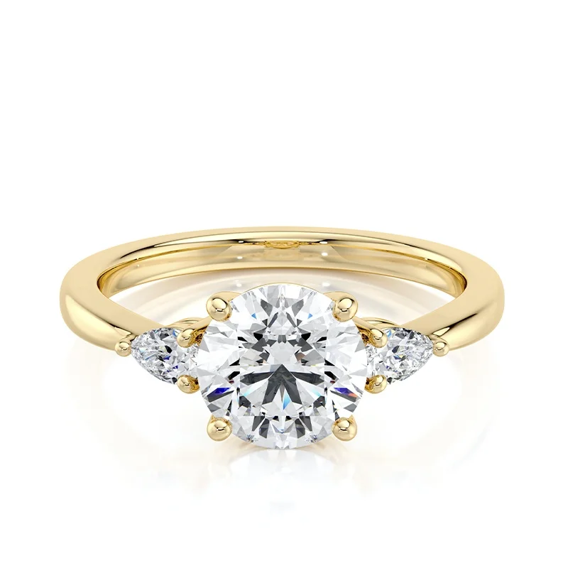 Evaan Lab Grown Diamond Three Stone Ring – Round — Thumbnail 3