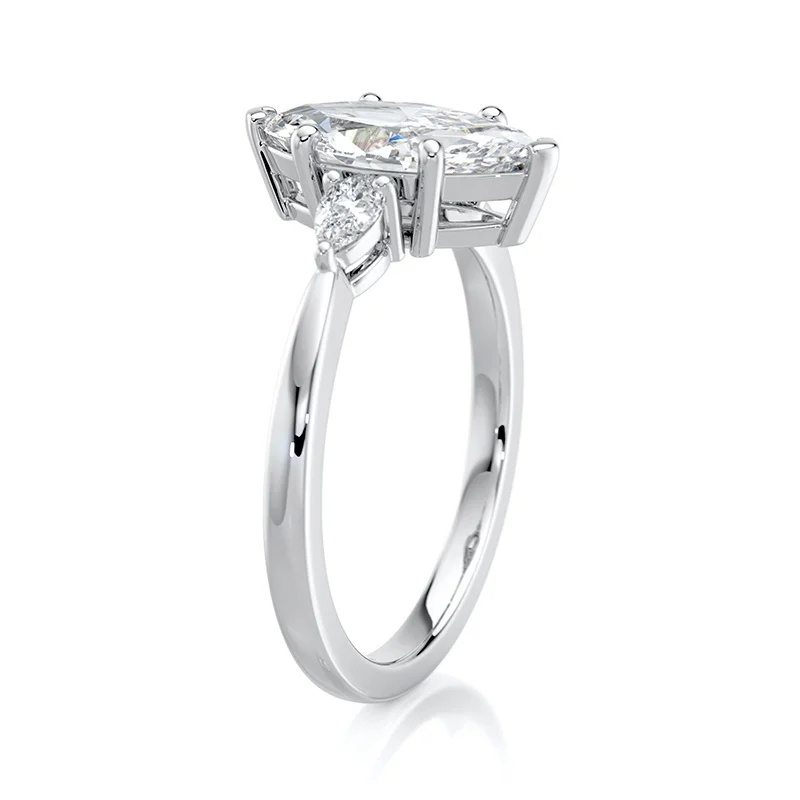 Evaan Lab Grown Diamond Three Stone Ring – Marquise — Thumbnail 3