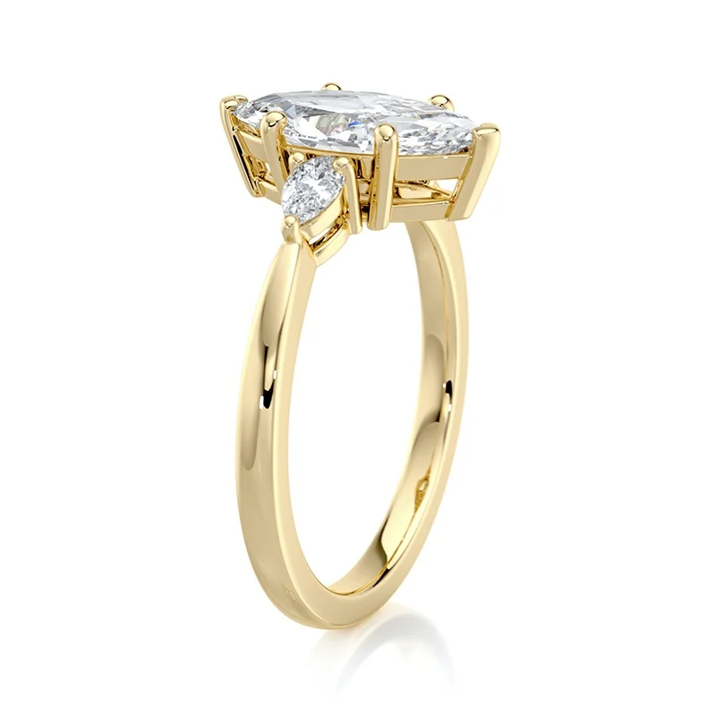 Evaan Lab Grown Diamond Three Stone Ring – Marquise — Thumbnail 6