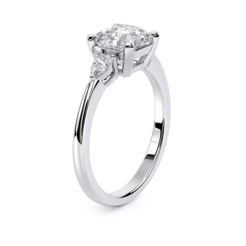 Evaan Lab Grown Diamond Three Stone Ring – Asscher — Thumbnail 2