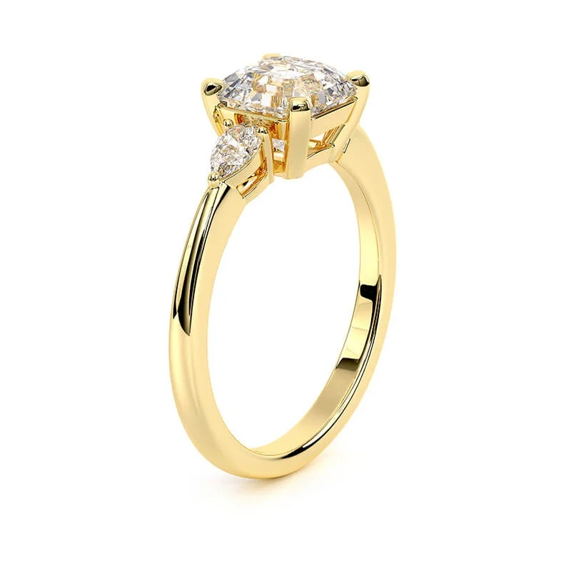 Evaan Lab Grown Diamond Three Stone Ring – Asscher — Thumbnail 4